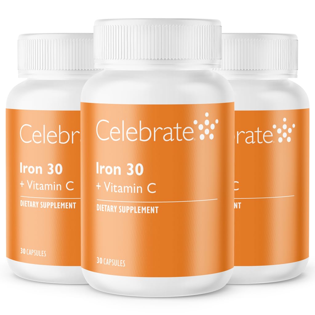 Feire vitaminer Iron Supplement med vitamin C - 30 mg jern, 60 mg vitamin C, Bariatric vitaminer for WLS pasienter, Vertikal erme og gastrisk bypass kirurgi - 90 kapsler