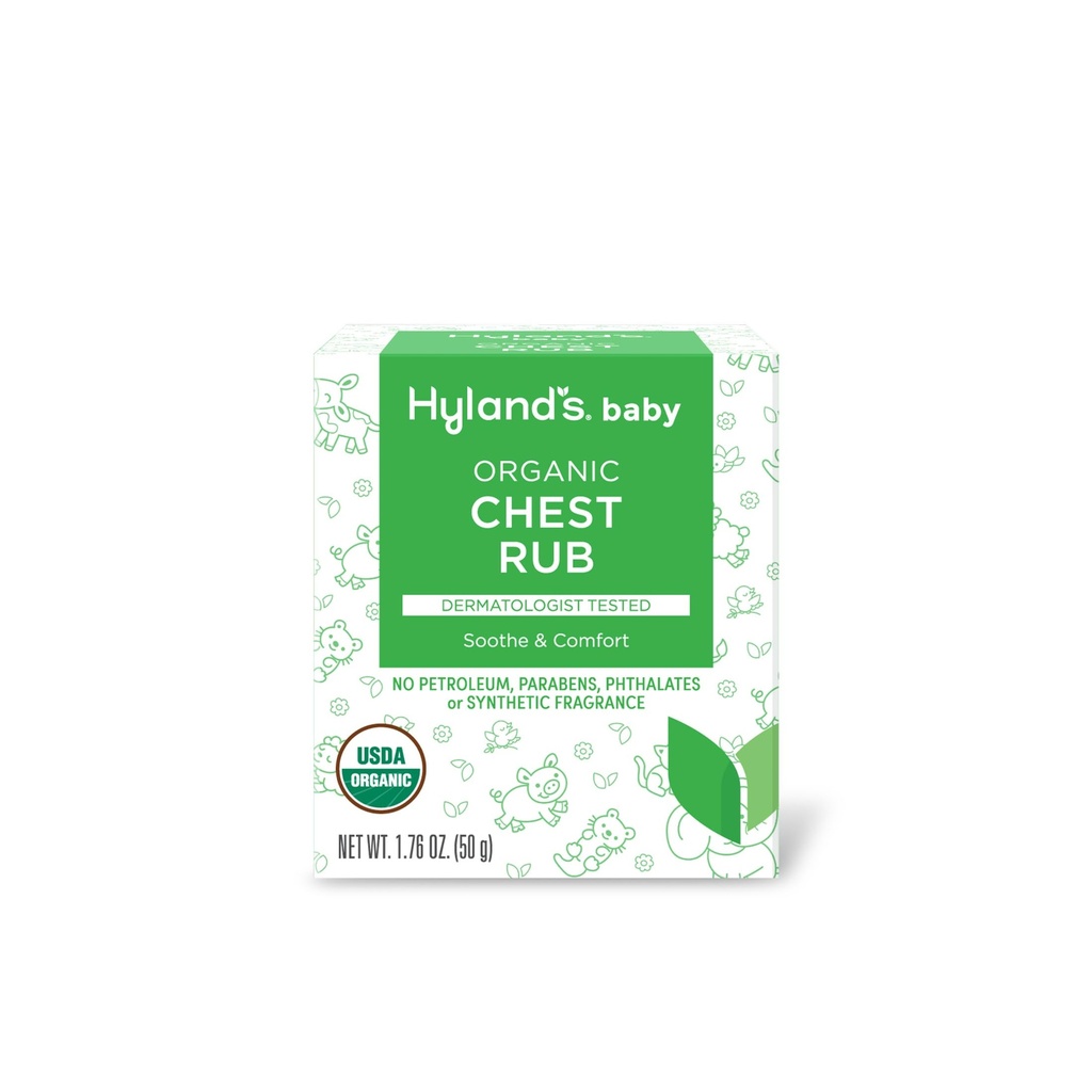 Hylands Baby Organic Chest Rub, Soothe og Comfort, med organisk lavender, peppermynte og kamille Blomsterolje, trygt og gentle, dermatolog testet, 1.76 Oz, Infantert