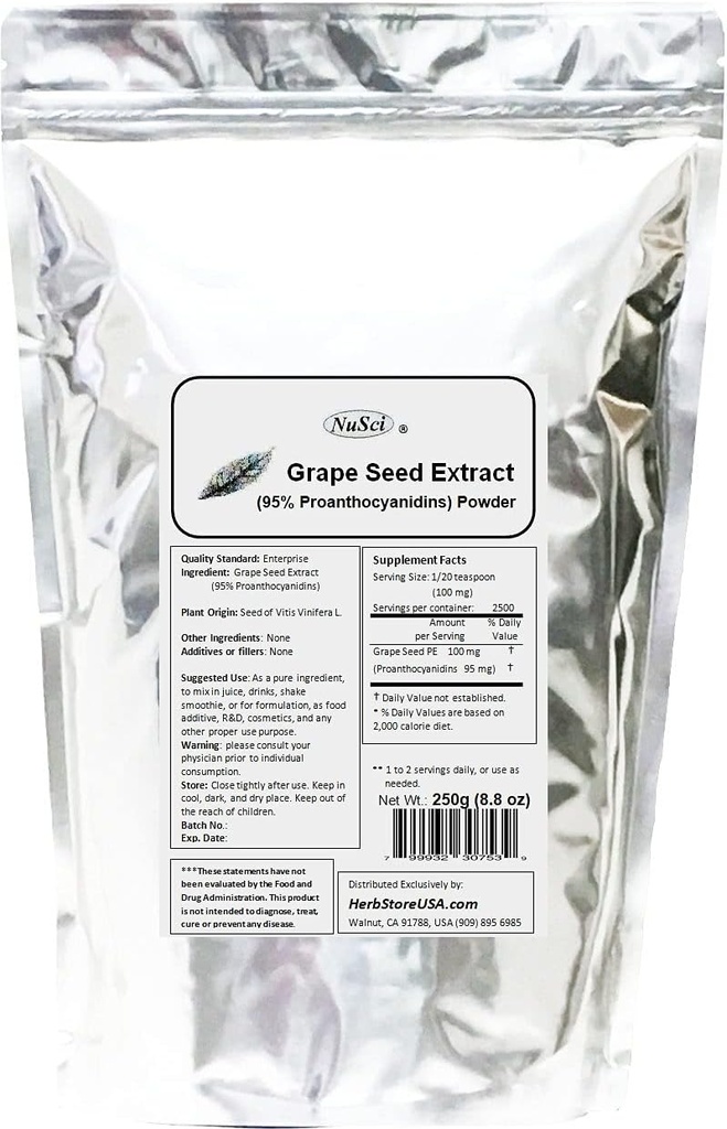 Grapefrø (Europa) Ekstrakt pulver Standardisert 95% Proanthocyanidins OPC (250 Grams (8,8 oz)) Europa vokser GMO gratis ikke-irradiert