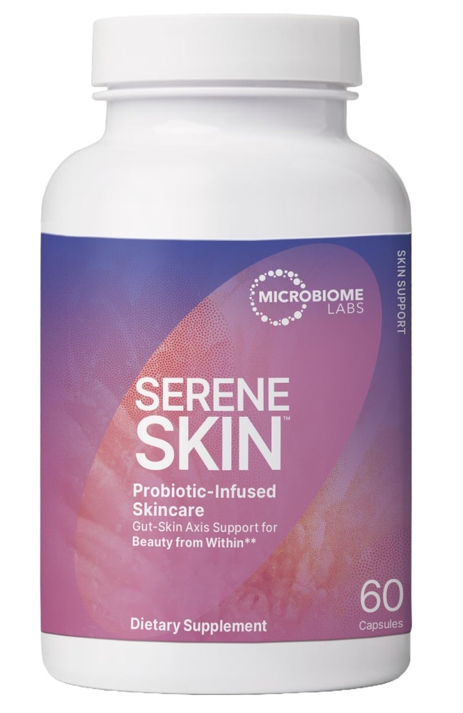 Microbiome Labs SereneSkin - Spore Basert Probiotic Complex med Citrus Polyphenoler for Hudklarhet og Gut Helse støtte - Daglig probiotisk Hudpleie - Soothe Gut-Skin akse (60 Kapsler)