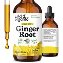 Wild & Organic Ginger Root Extract Drops - Immun & Digestive Support - flytende Ginger Supplement - Vegansk, Sukker & alkoholfri Tinktur - 4 fl oz