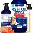 Omega 3 Fiskeolje for hunder - Bedre enn lakseolje - Hud og Coat Forsvar flytende kosttilskudd for allergi relief - høy EPA & DHA for shedding, mobilitet, kløe, felles og bein helse støtte - 8 FL OZ