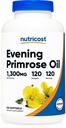 Nutricost Kveld Primrose Olje 1.300mg, 120 Softgels - Cold Pressed, Ikke-GMO, Glutenfri, 120 Services