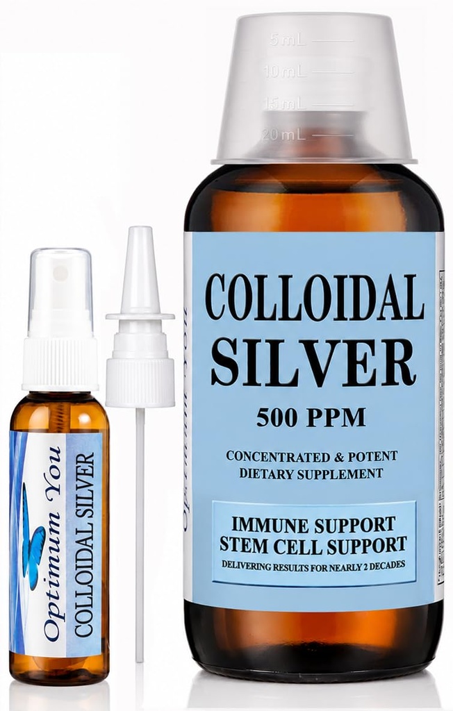 Colloidal Silver væske | 500 ppm, Extra styrke (32 oz) med Spray flaske | Immunstøtte Supplement | Stem celle støtte | Sårpleie og superior healing
