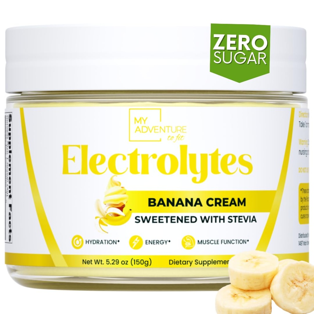 Null sukker - Banan Cream Electrolytes pulver - Oppfriskende Hydration - Koffein gratis energi med alle naturlige ingredienser - Vegansk, Keto og Paleo - sukker gratis elektrolyter pulver drikk blanding - 37 serveringer