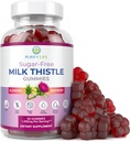 Sukker-fri melk Thistle Gummies for Liver Cleanse Detox & Repair (Naturlig Blåbær-Raz Flavor) Cardo Mariano, rengjøring Melke Thistle Supplement, Antioksidant Support, Vegan, erstatter piller og kapsler