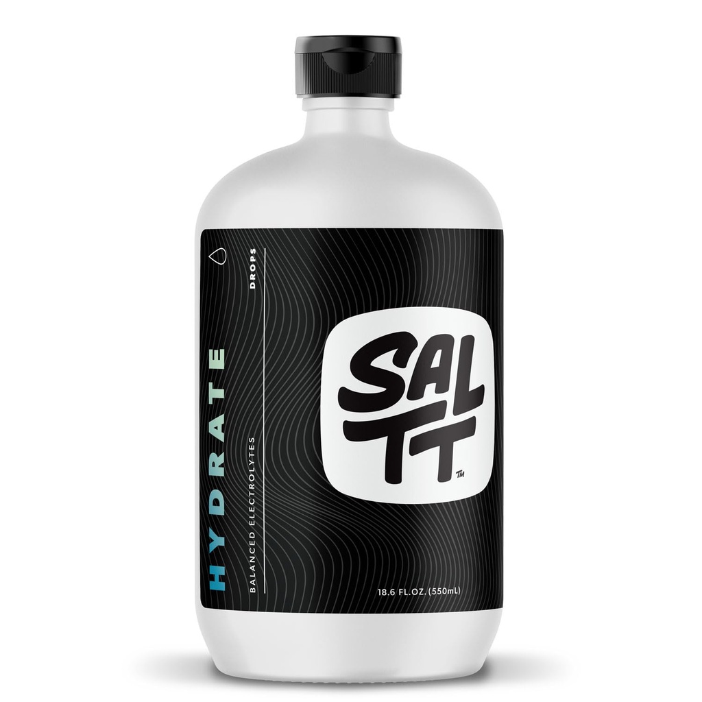 SALTT Hydrate Electrolyte Drops - Keto Dietter - Intermittent Fasting - Immunstøtte - Gluten & Sukker Gratis - Paleo - Natrium, Magnesium, Kalium & Trace Minerals - Unflavored - 18.6 fl oz