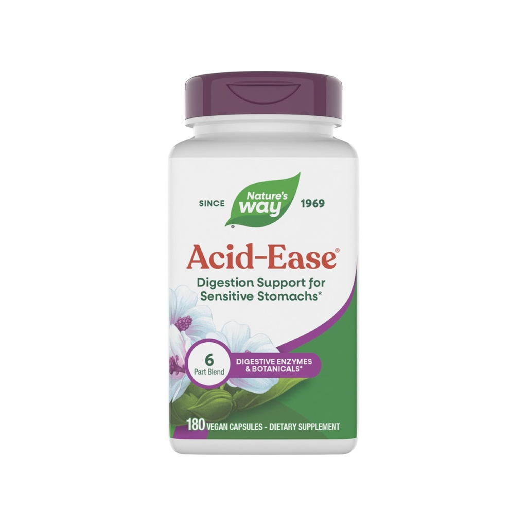 Naturens måte syre-ease digestion formel, digestiv støtte supplement for sensitive mage *, 180 vegan kapsler