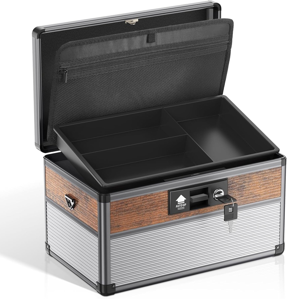 Glossen Medisin Lock Box, Låse medisin boks, sikkerhetslås bokser - middels svart - 12 x 7,68 x 7,87 tommer, førstehjelp nøkkel sikker boks for medisinering