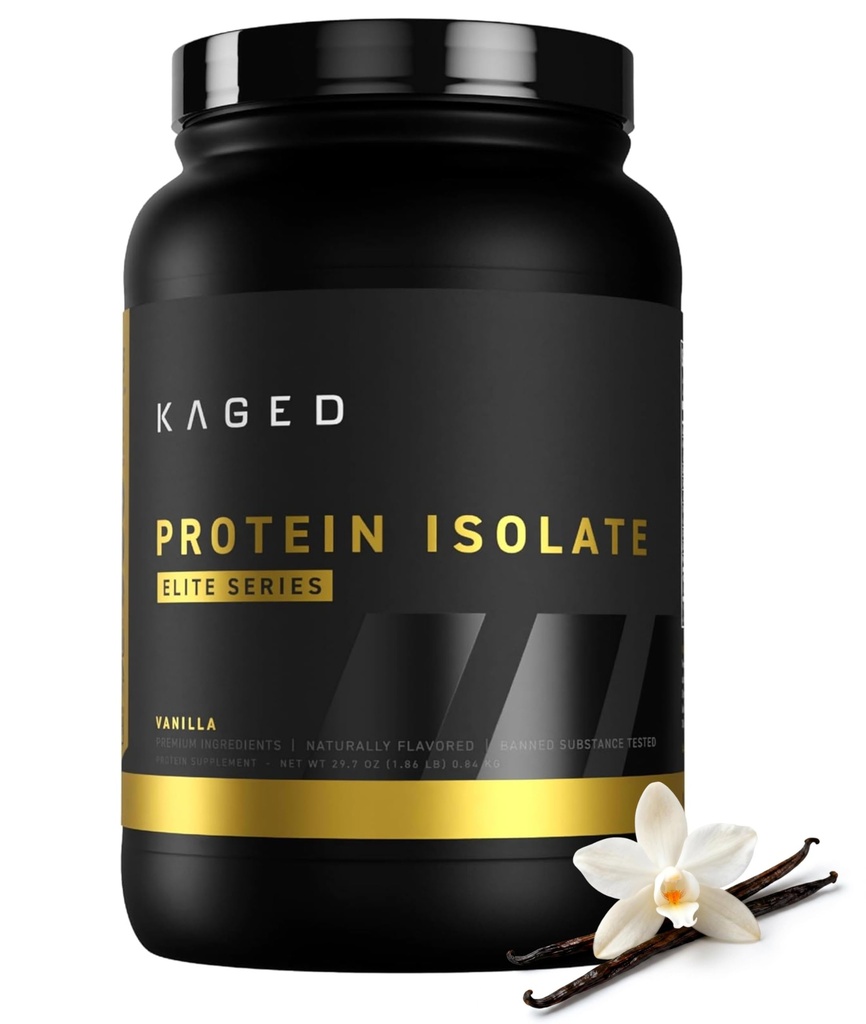 Kagget Whey Protein Isolate Elite Powder | Vanilla | Whey, Casein, & Melk Protein Blande | Post Trening Recovery Drink | Støtter Muskelbygging | Kosttilskudd for menn og kvinner | 2 lbs