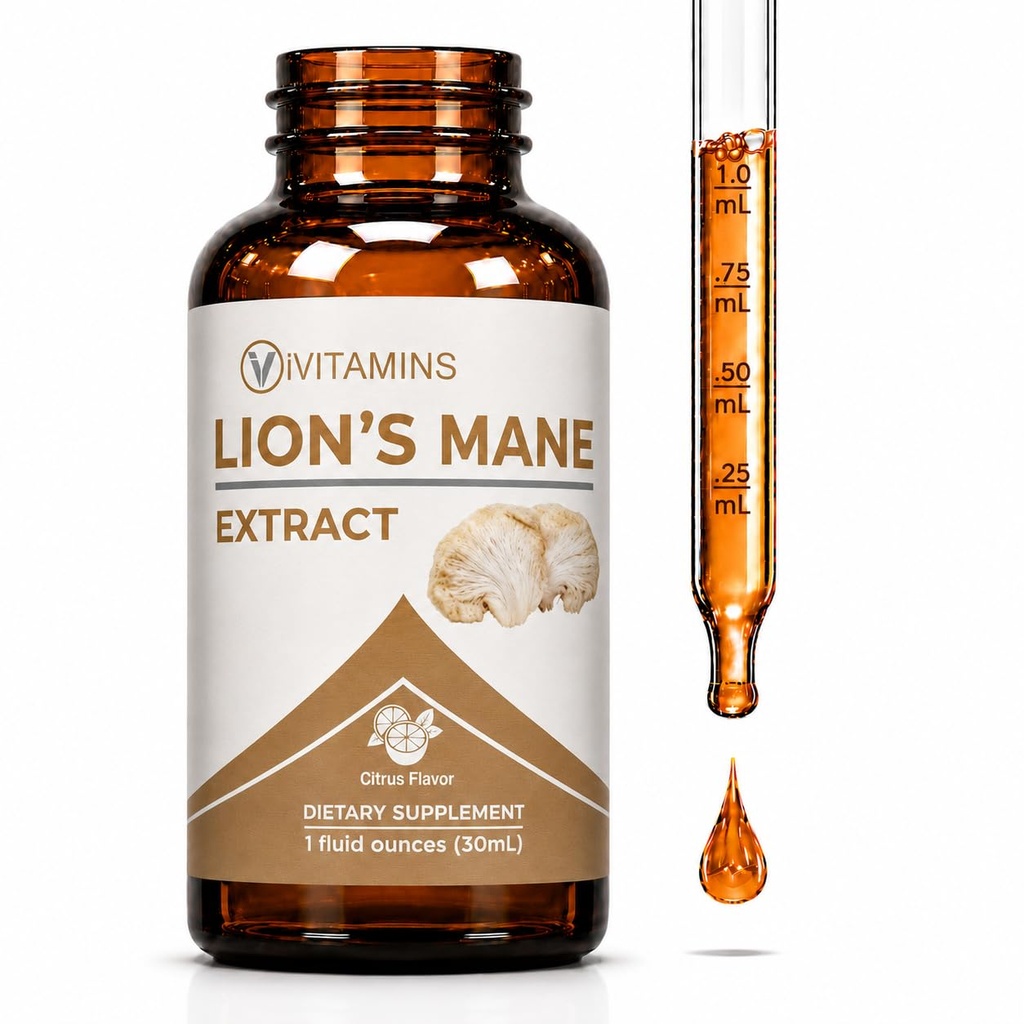 Lions Mane Liquid - Lions Mane Tinktur for minne, fokus og klarhet - Lions Mane Supplement - Lions Mane - Lions Mane Mushroom Supplement - Nootropics Brain Support Supplement - (1 pakke)