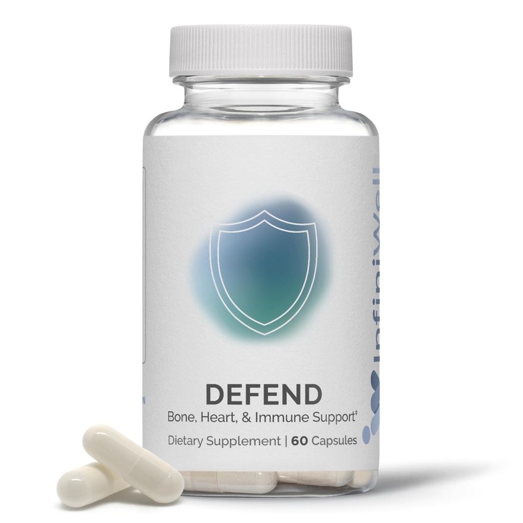 InfiniWell Defense Bone & Immune Support Supplement - Vitamin A, D3 & K2 Supplement - Biotilgjengelige ingredienser i aktive næringsstoffer - Bistand Bone styrke, hjerte helse og mer (60 kapsler)