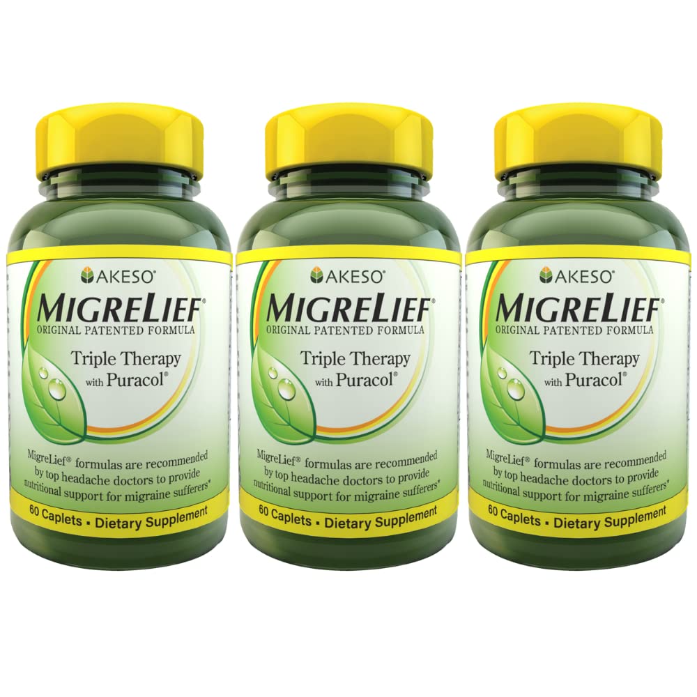 MigreLief Original Formula Triple terapi med Puracol, 60 greve (Pack of 3)