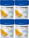 Sølv Lozenger med vitamin C - Premium Nano Silver 60 PPM Colloidal sølv, økologisk honning og vitamin C Mineral Supplement dropper for å støtte immunsystem, Soothe Cough & Throat - Pakke med 4
