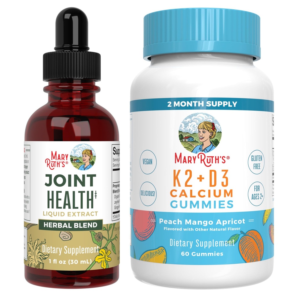MaryRuth Organics felles helse flytende dråper og vitamin K2+D3 Gummies (Peach Mango og Apricot) 中 Etikett prosjekt verifisert | Vitaminer for kalsium, ledd, og bein støtte | Vegan, ikke-GMO, Glutenfri