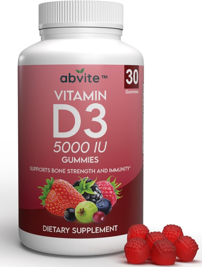 Plantebasert ekstra styrke vitamin D3 5000IU Supplement Gummies. Glutenfri og ingen kunstig flavors. Støtter beinhelse og immunisme. Laget i USA .30 greve (30 dagers forsyning)
