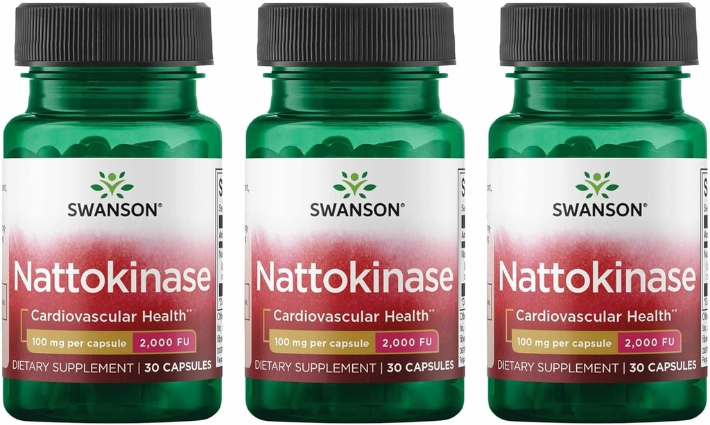 Swanson Nattokinase 2000 Fibrinolytiske enheter 100 Milligram 30 Kapsler Enzyme (3 pakke)