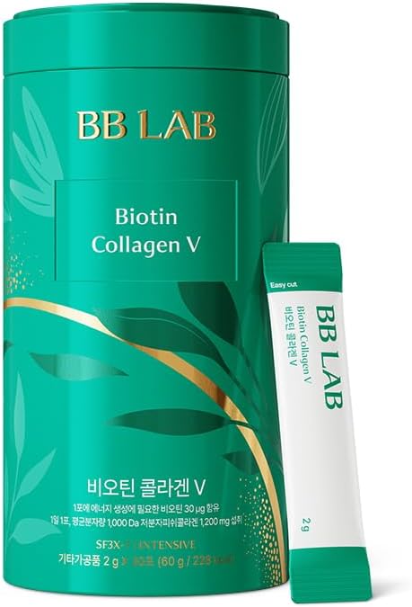 BB LAB pulver kollagen, SF3X-7 Intensiv Series, laget i Korea, 30 Sticks (Biotin kollagen V), Grønn