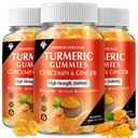 Turmeric Curcumin Gummies (3 Pack) - Turmeric Curcumin kosttilskudd med Ginger & Black Pepper Gummies for immun muskel støtte Sunn hud - Vegansk, Glutenfri, Lav Sukker - for voksne