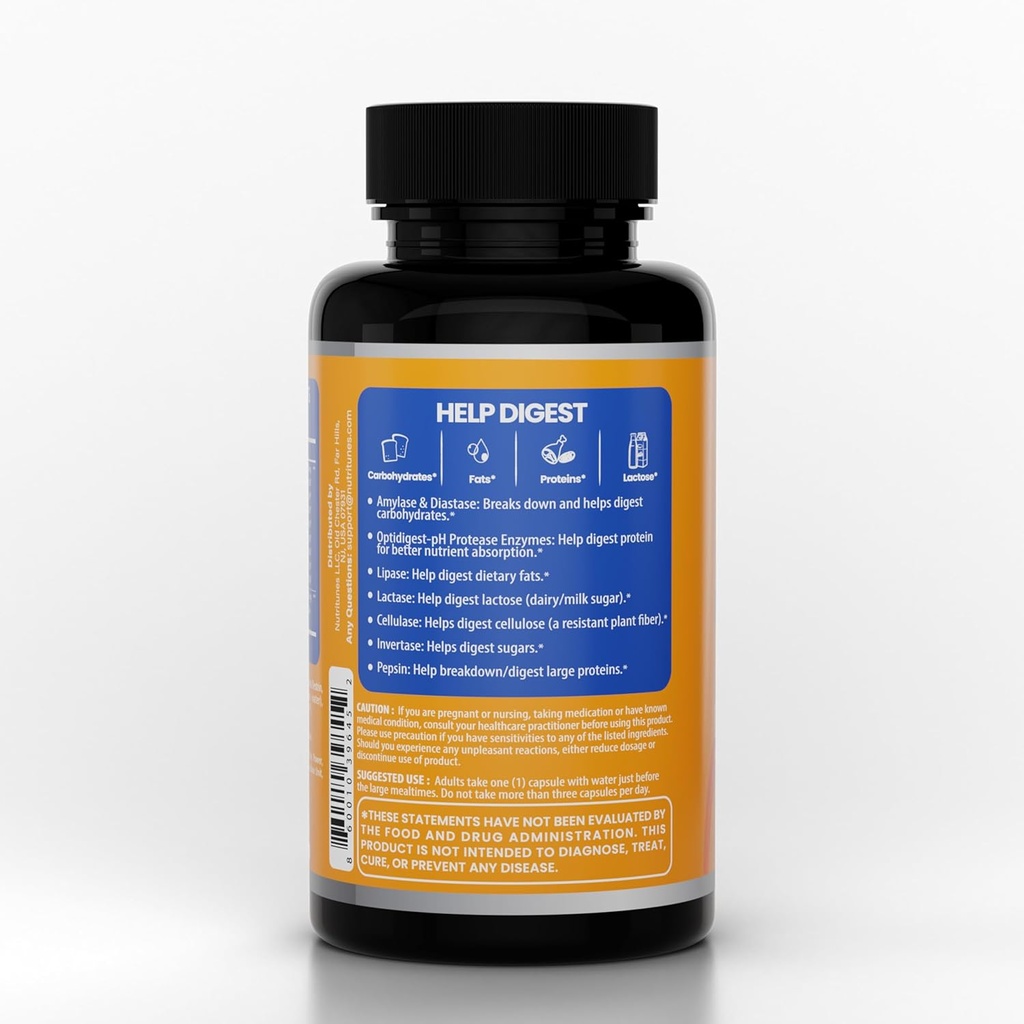 All-in-One Multi Enzyme Digestive Enzymes Supplement - Lett bryter ned karbohydrater, fett, proteiner og dairy - støtter sunn digestion, blomstrende relief & gut komfort - Vegan, 60-dagers forsyning