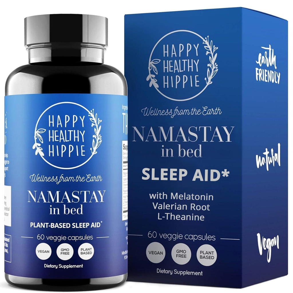 Naturlig søvnhjelp for voksne w/low Dose Melatonin 0.5 mg – Valerisk rot + magnesiumglycinat + L-theanin Supplement, kamille | No Morning Grogginess® Non-Habit Forming | Plantebaserte piller, 60 Ct