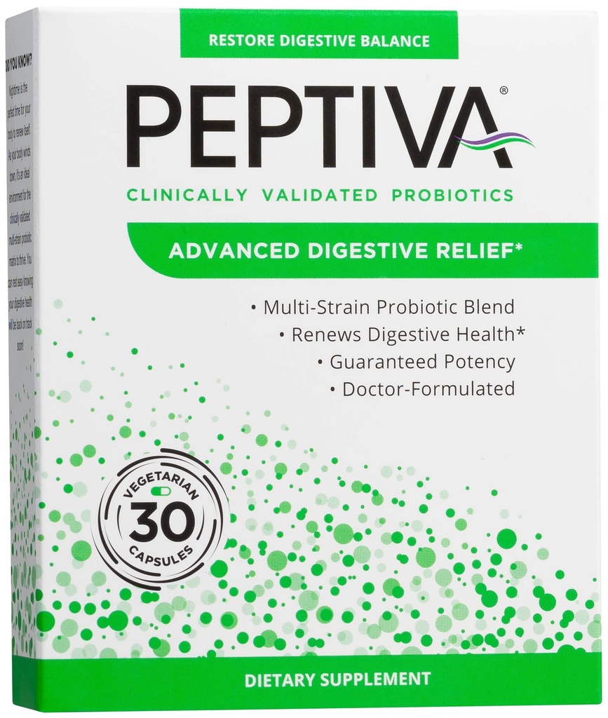 Peptiva Advanced 50 milliarder CFU Probiotic - Digestiv relief - klinisk validert, Premium Probiotic, 30ct