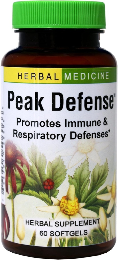 Urter Etc. Peak Defense - Støtte et sunnt respirasjonssystem - Herbal Supplement for å støtte immunhelse - Vitality Support Supplement for voksne - Glutenfri - 60 Softgels (60 Serveringer)