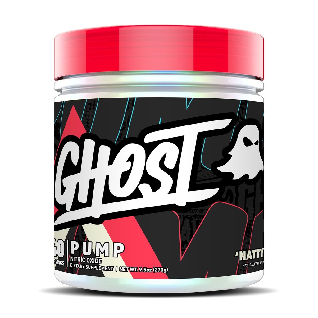 GHOST Pump Nitric Oxid pulver, Natty - 40 Serveringer - Sukker & Stim-fri Pre-Workout kosttilskudd - L-Citrulline, Arginine Nitrat & L-Glutathione - Soja & Glutenfri, Vegansk