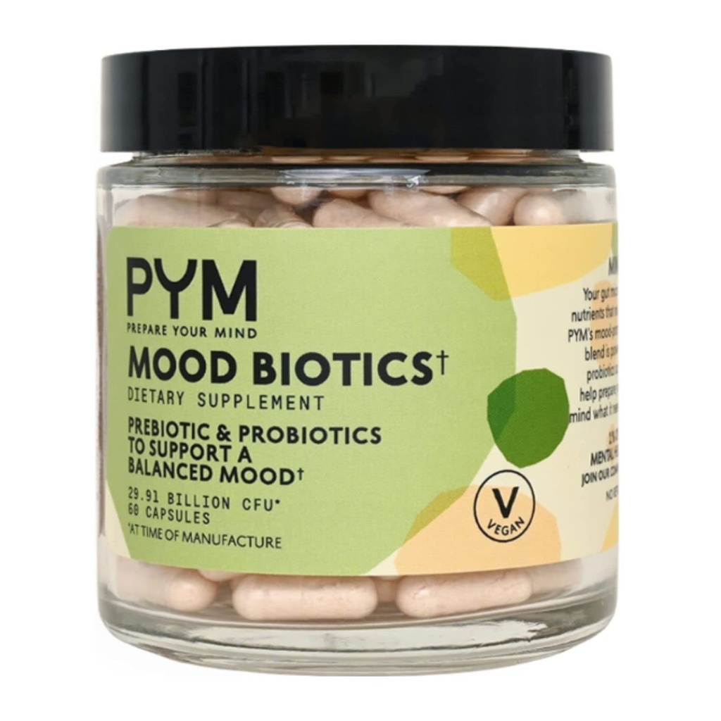 Prebiotika og probiotika Mood Biotics av PYM med 22.91 milliarder CFU (60 greve) Gut Helse & Mood Support Supplement ikke-GMO, Vegan, Glutenfri