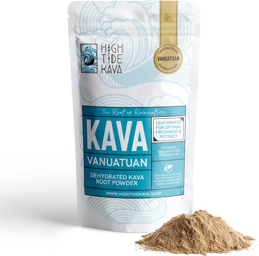 Vanuatu Kava Root Powder 16oz – Noble blanding for stress relief, søvn og avslapping | Gluten & kalorie gratis | Øko-vennlig plantebasert emballasje (16 oz)