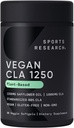 Idrettsforskning Vegansk CLA - 1250mg med aktiv konjugert Linolsyre for menn og kvinner | Ikke-GMO, Soya & Glutenfri - 80% (90 Softgels)