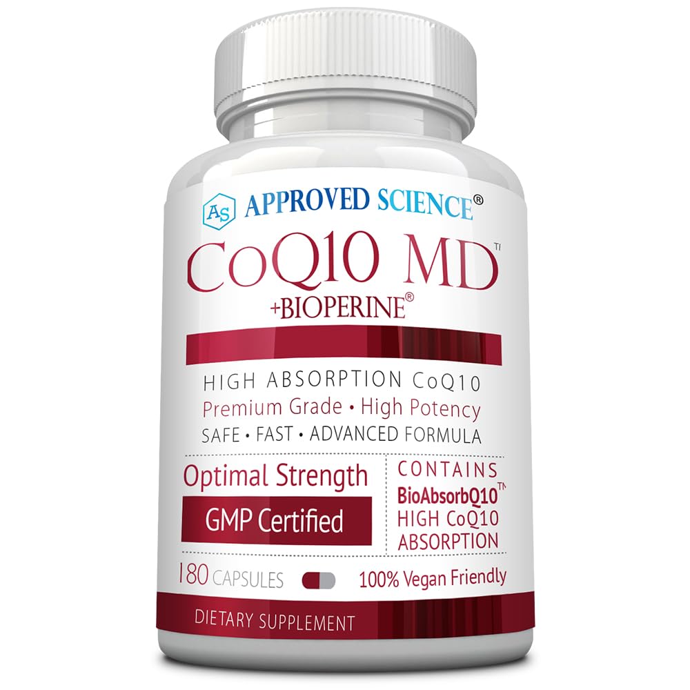 Godkjent Science® CoQ10 MD - Ekstra styrke 300 mg ren coQ10 med Bioperine® for raskere absorpsjon - Optimal støtte - 3 måneders levering