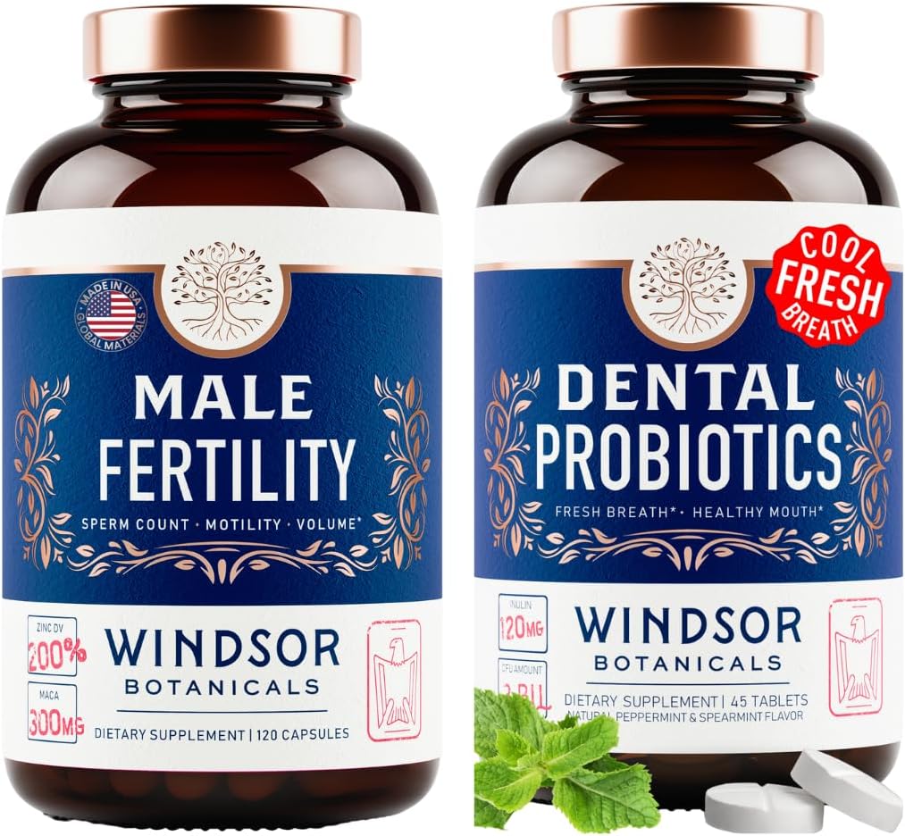 WINDSOR BOTANICics Mannlig Fertilitet Supplement og orale probiotika for frisk ånde - Mens Helse Bundle