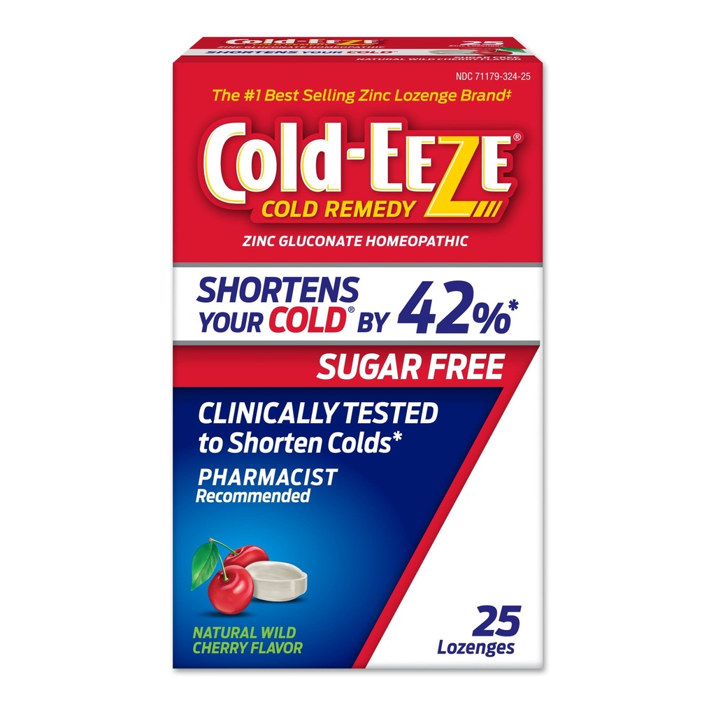 Cold-EEZE Sukkerfri, Naturlig Wild Cherry Sink Lozenges, Homeopatisk Cold Remedy, Shortens Den Vanlige Kulde, Sore Throat, Cough, Congestion & Post Nasal Drip, 25 Ct