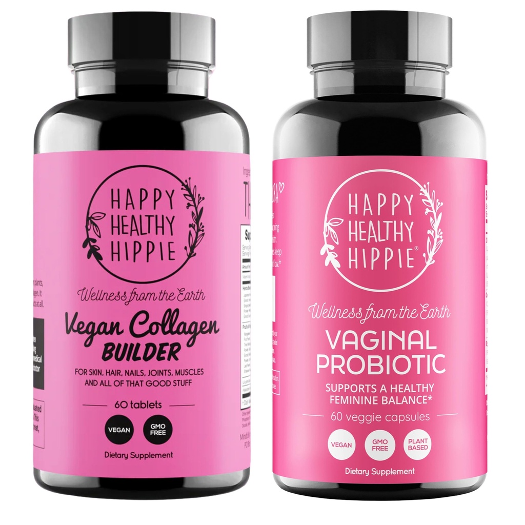 Glad sunn Hippie Vaginal probiotika for kvinner og vegan collagen builder kollagen piller
