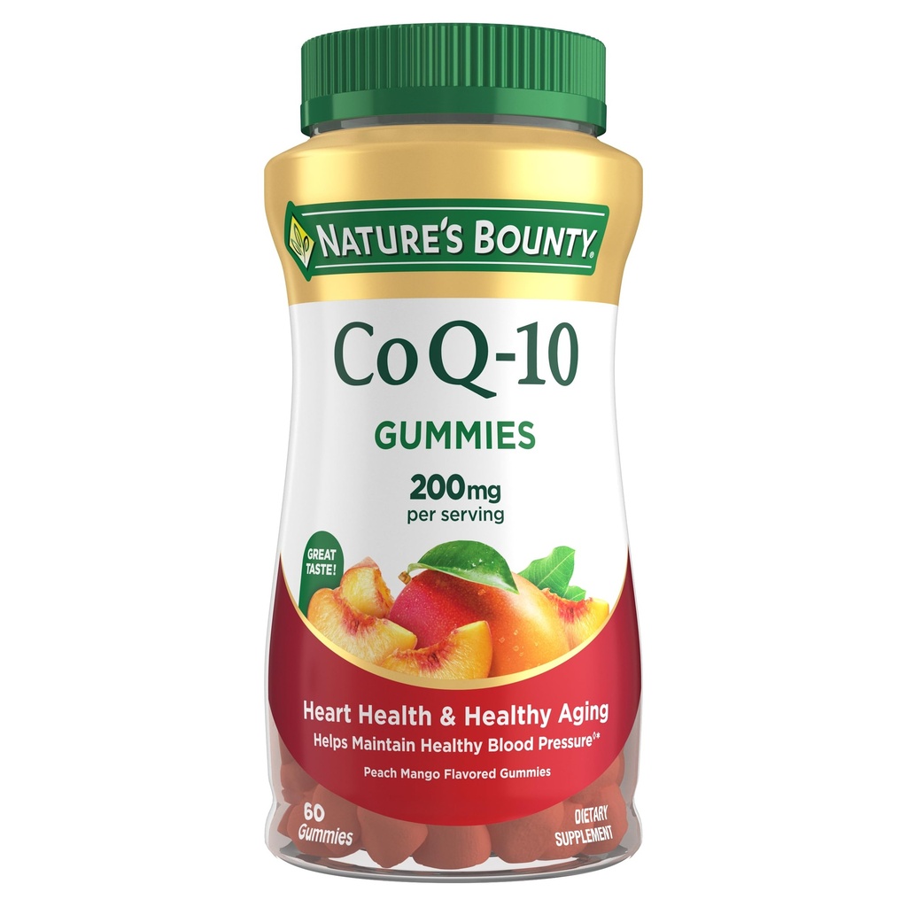 Naturens Bounty CoQ10 Gummies, støtter hjerte helse, CoQ10 200mg, Peach Mango Flavor, 60 greve
