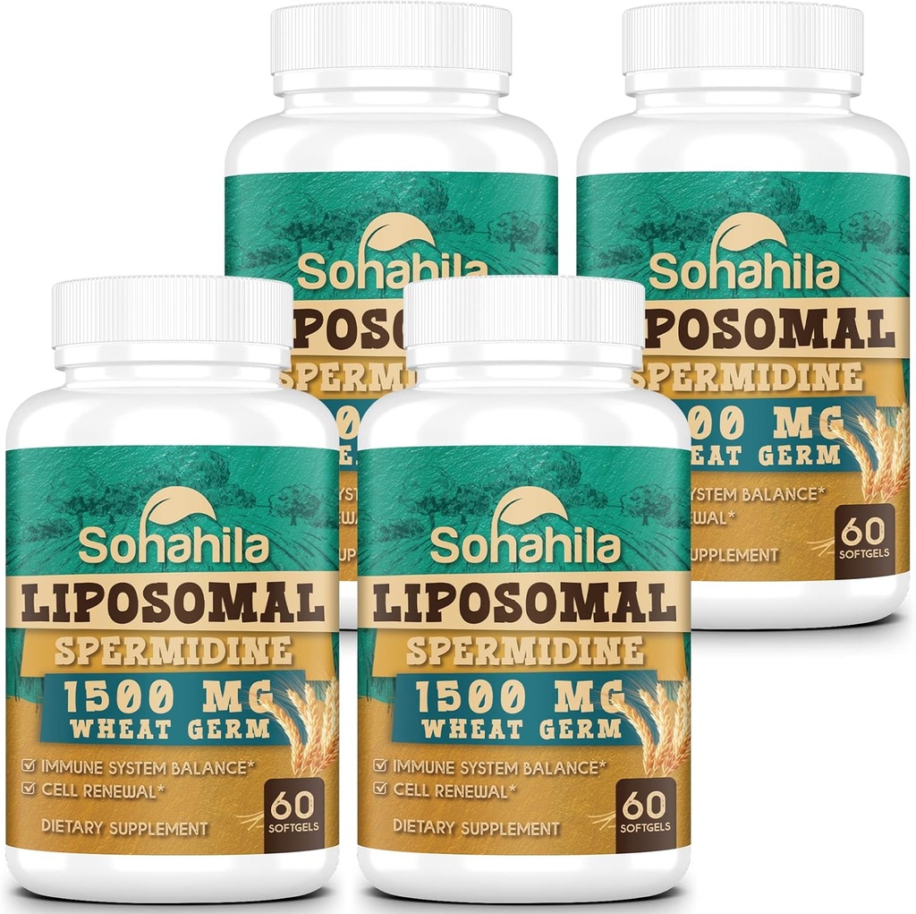 Spermidin Supplement 15 MG - 99% Renhet, høy absorpsjon, 1500 MG Fermentert Wheat Germ ekstrakt med sink & tiamin, Spermidin for menn og kvinner - Cellular Renewal, Aging Defense, Energi, 240 Softgels