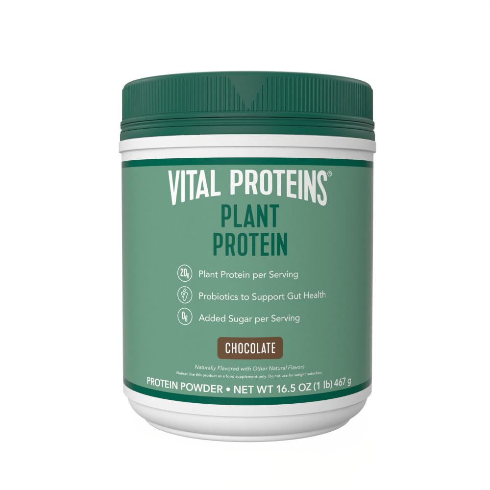 Vitale proteiner Protein pulver – 20g Plante Basert protein med Chickpea – 1B CFU Probiotic for Gut Helse, Ingen tilsatt sukker – sjokolade, 16,5 oz