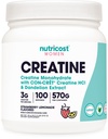 Nutricost Kreatin Monohydrat pulver for kvinner, mikronisert, Strawberry Lemonade, 100 serveringer - Vegetarisk, ikke-GMO, Glutenfri