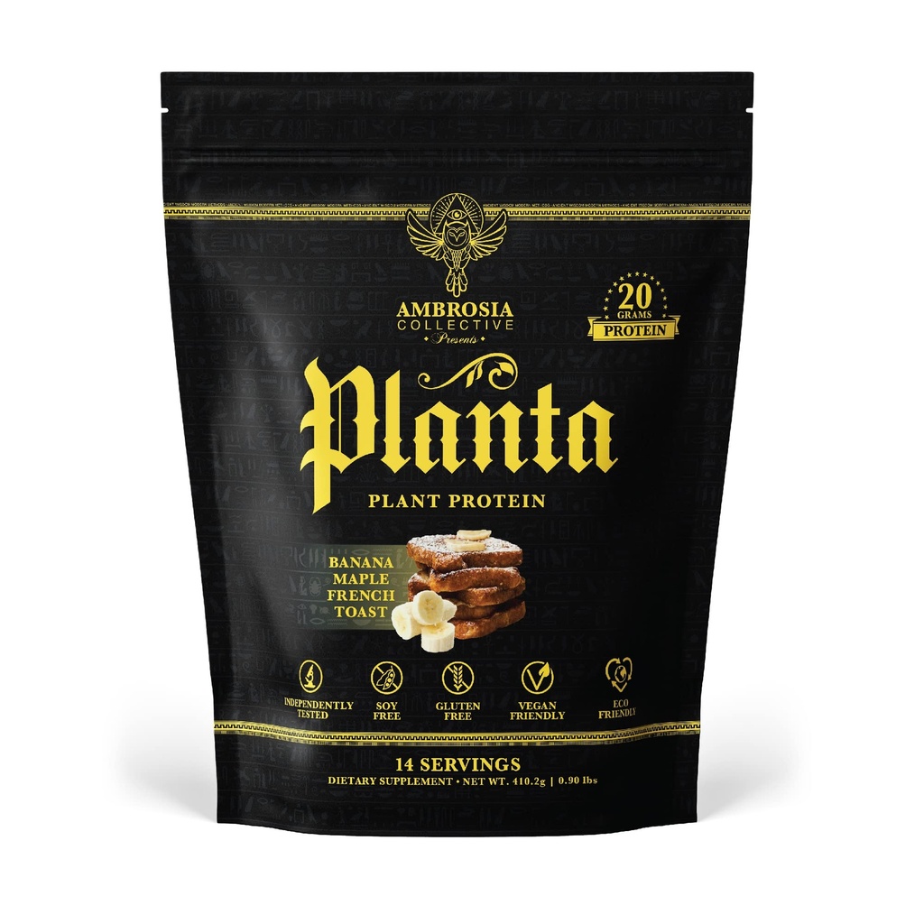Ambrosia Planta - Premium Plant-basert protein | Vegan & keto vennlig | Gourmet flavors uten blooting eller mage Upset | Ingen tilsatt sukker | 14 Serveringer | (Banana Maple)