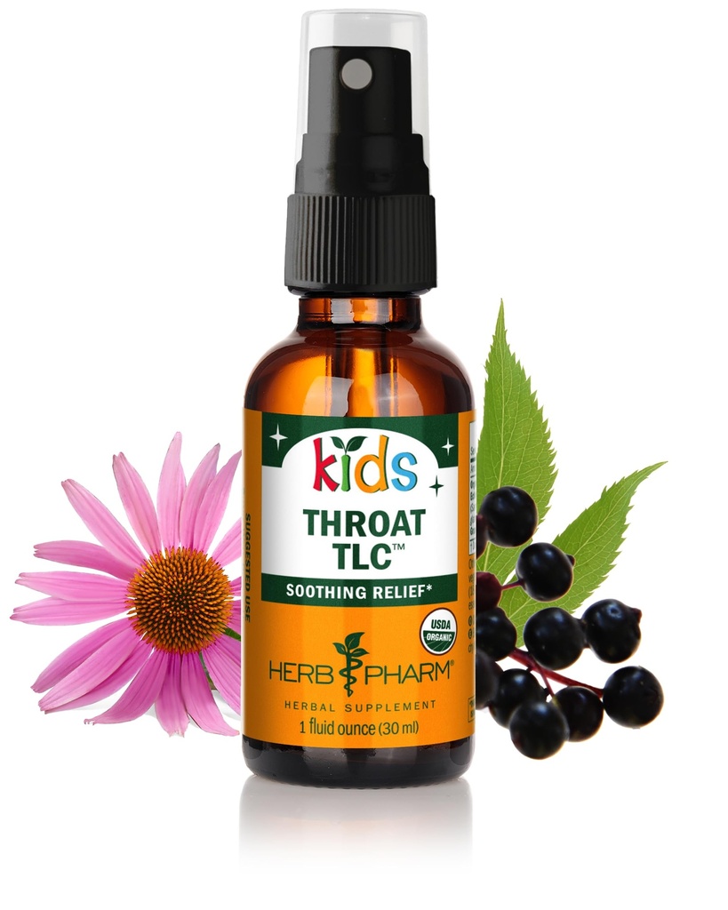 Herb Pharm Kids Certified-Organic alkohol-fri Throat TLC Herbal Spray, 1 Ounce