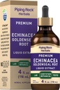 Piping Rock Echinacea Goldenseal Tinktur ® 4 Fl Oz flytende dråper alkohol gratis urte ekstrakt | vegetarisk, ikke-GMO, Glutenfri Supplement