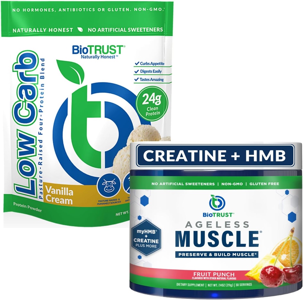 BioTrust Aldersløs Muskel (Fruit Punch) og Lav Carb Multi Protein (Vanilla Crem) Bundle
