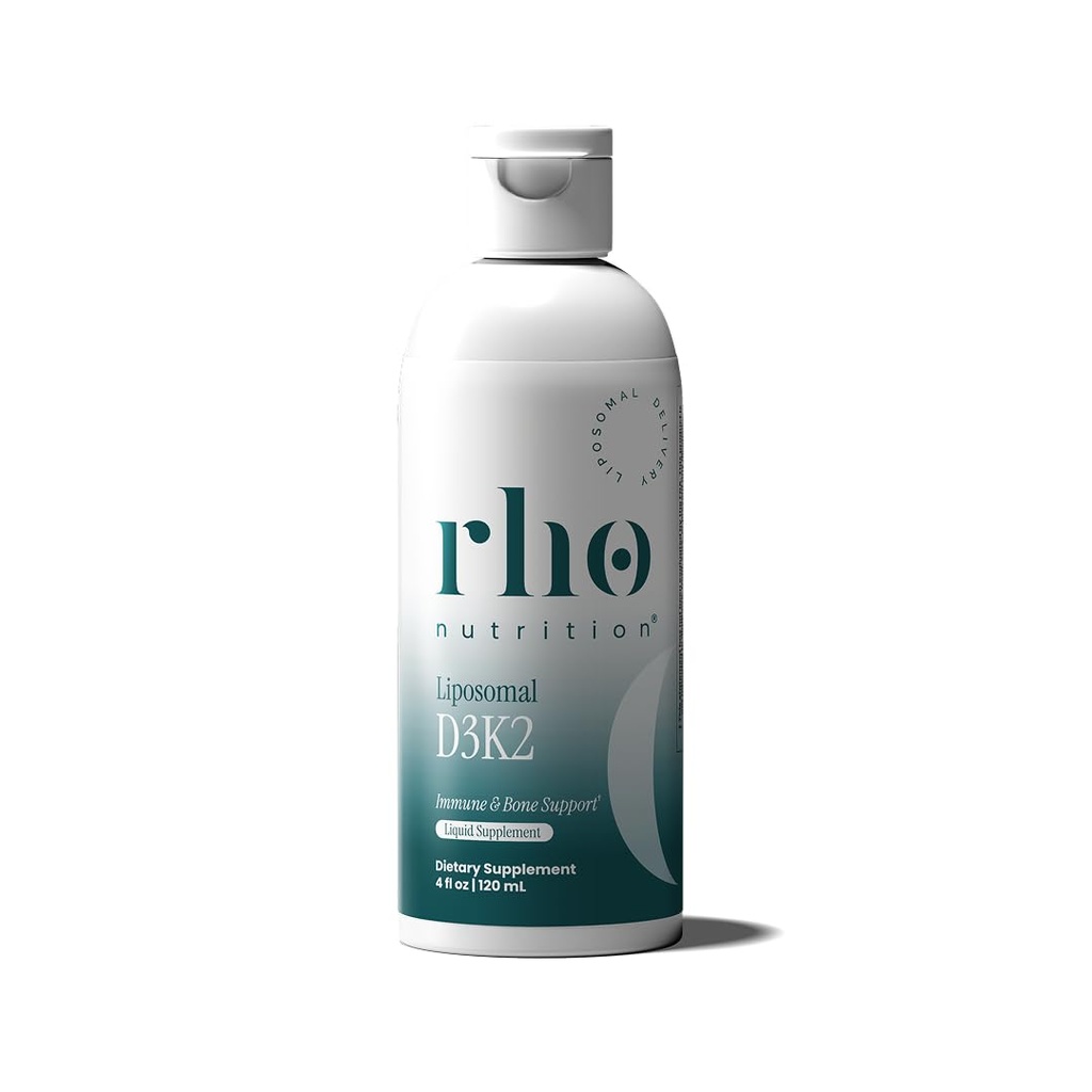 Rho Ernæring Liposomal D3K2 – Ultra høy absorpsjon flytende vitaminer D3 og K2 Supplement - Øker immunsystemet og generelle helse; støtter sterke bein og muskler, og et sunnt hjerte
