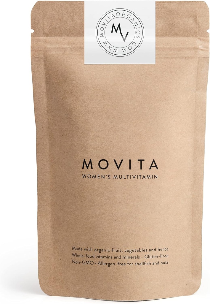 Movita kvinners daglige multivitamin - økologisk fermentert hele mat for forbedret energi, immunitet og vitalitet - Vegan, glutenfri, ikke-GMO - 30-dagers forsyning (Eco-Friendly Refill Pouch)