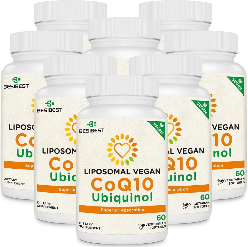 1000mg Liposomal CoQ10 Ubiquinol, 480 Vegan Softgels, høy absorpsjon Ubiquinol CoQ10 Supplement, aktiv antioksidant form av coenzym Q10 for hjertefunksjon og energiproduksjon