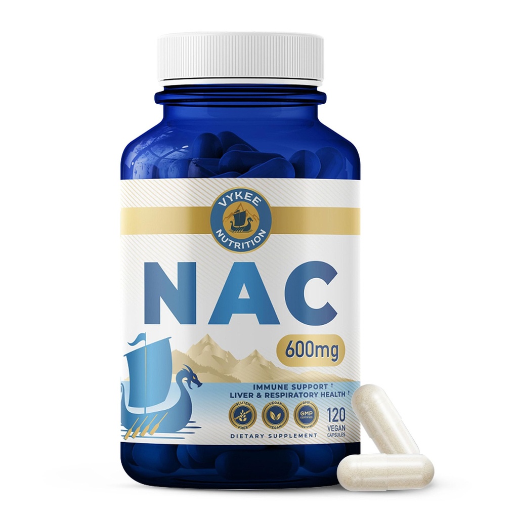 Vykee Nutrition NAC Kapsler 600 mg N Acetyl L Cysteine - daglig NAC Supplement for lever helse støtte og immunbalanse - Vegan Non-GMO - 120 Kapsler