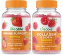 Livlig immunstøtte + Collage & Biotin, Gummies Bundle - Great Tasting, Vitamin Supplement, Glutenfri, GMO Gratis, Chewable Gummy