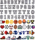 Letters Numbers and Sports Dekorasjon Charms, Basketball Baseball Hockey Softball Fotball gave til gutter Tenåringer og voksne