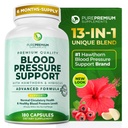 PurePremium blodtrykk kosttilskudd med Hawthorn Berry, Hibiscus, hvitløk og vitamin B12-nitric Oxid Supplement for normal hjerte helse, sirkulasjon helse og blodtrykk støtte - 180ct